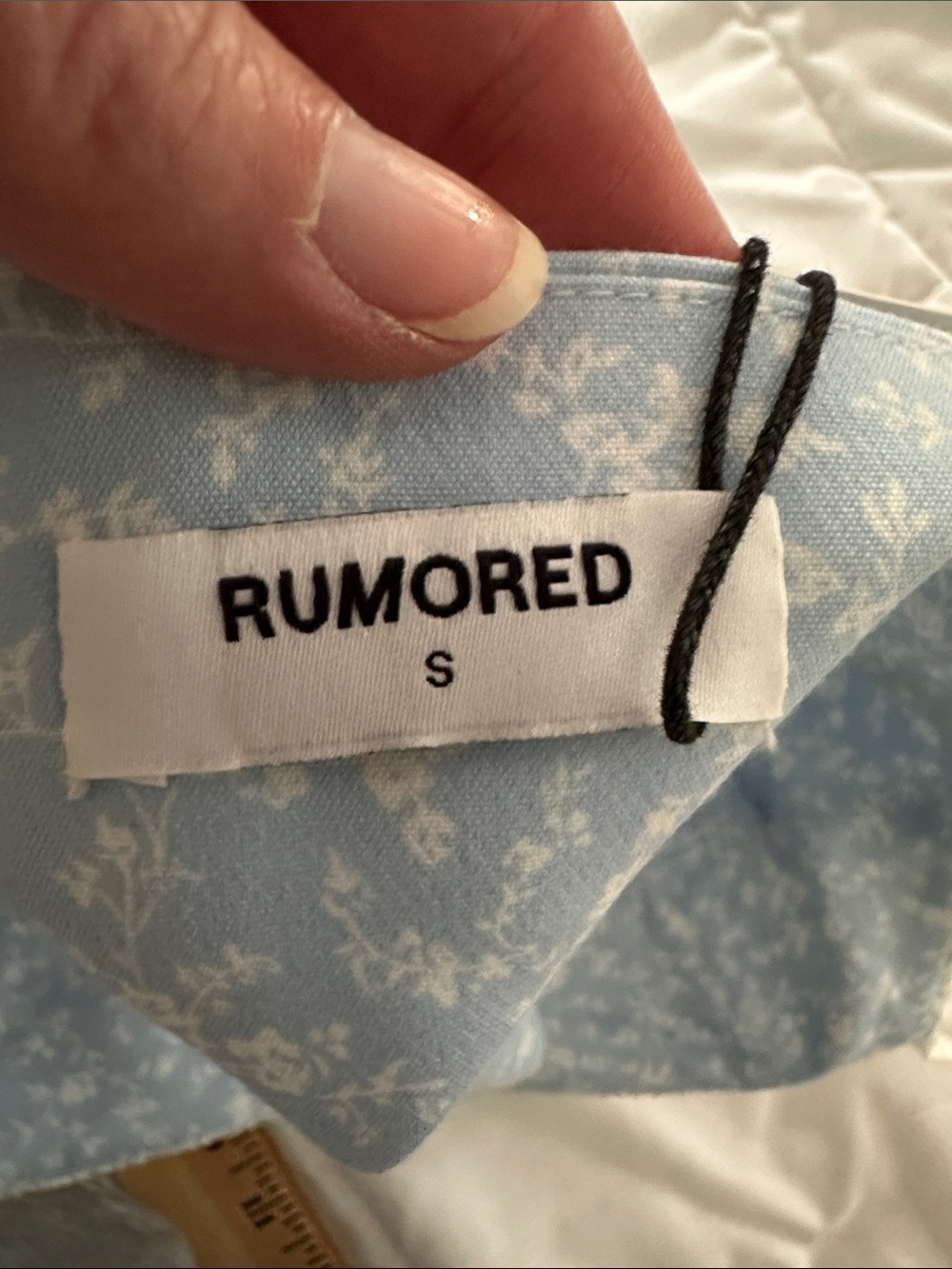 Rumored Cream & Light Blue Floral Bustier Crop Top(B) - Picture 8 of 13